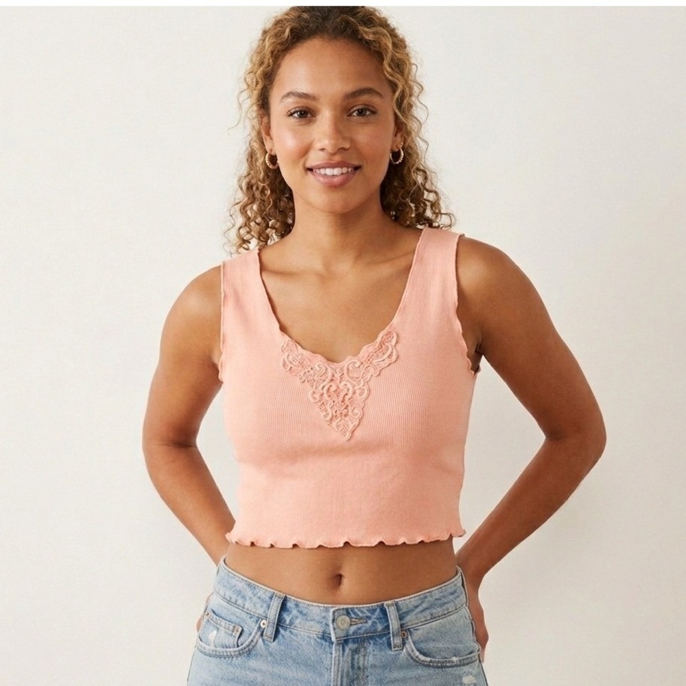 Vintage Colesce Couture Lingerie‎ Cropped Baby Tee Tank Coquette Y2K Soft Girl